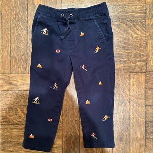 Janie and Jack Boys Cotton Chino Pants Blue with Ski Embroidery Size 2T